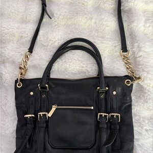 Michael Kors McGraw black and gold Crossbody large Satchel handbag
